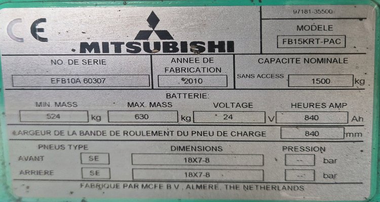 Chariot élévateur électrique Mitsubishi FB15KRT-PAC