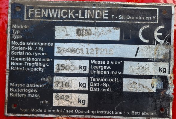 Chariot élévateur électrique Fenwick Linde E15